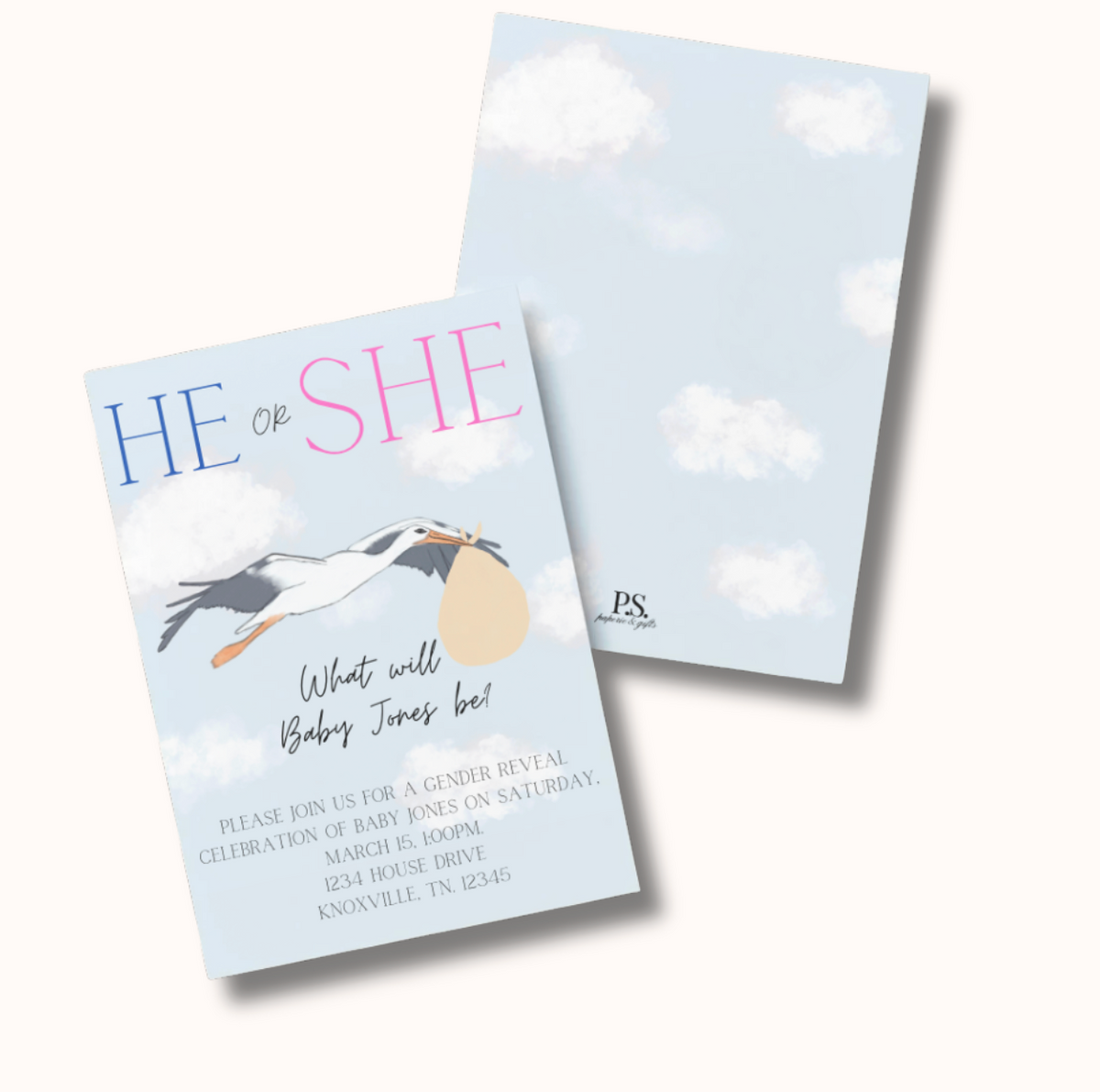 Stork Gender Reveal Invitation