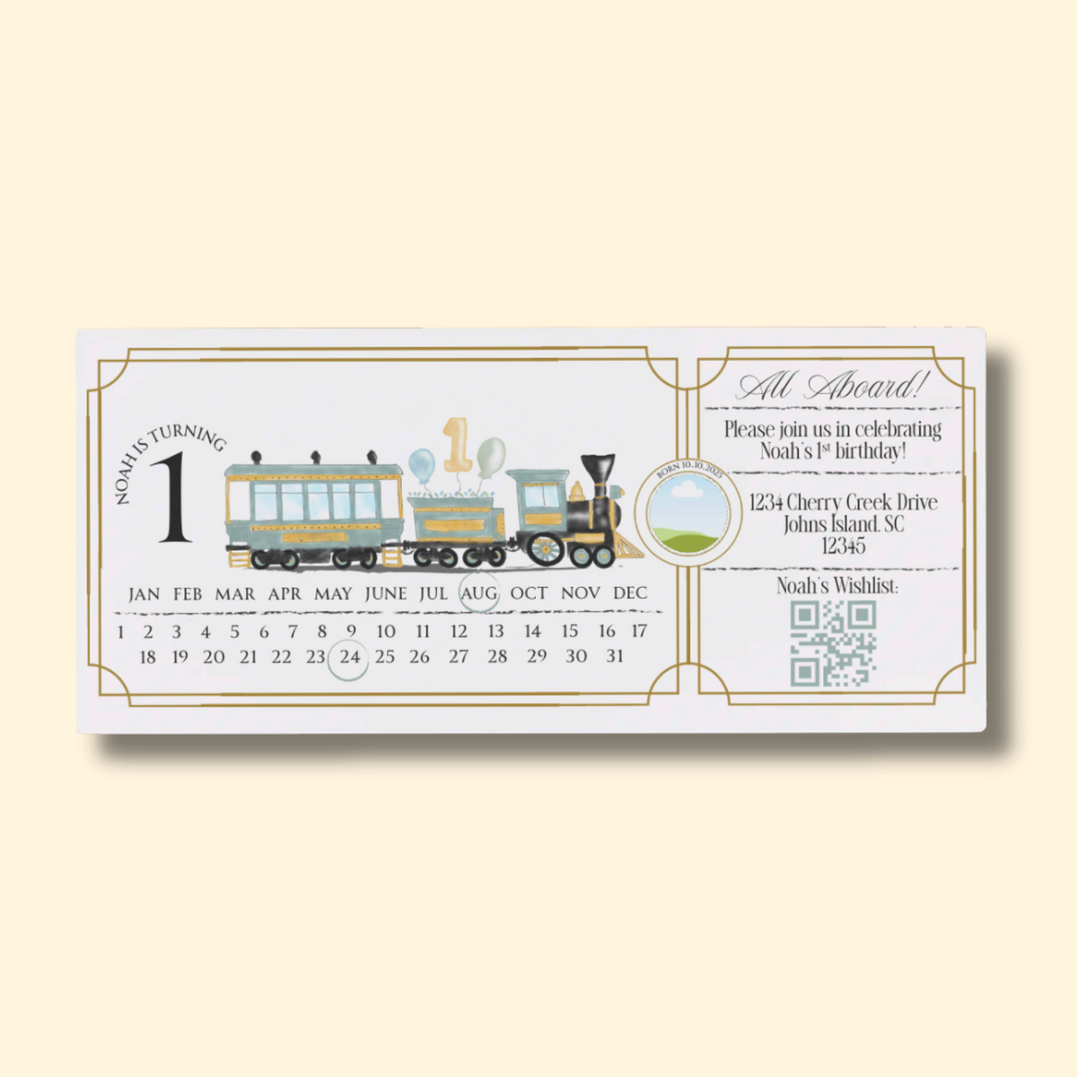 Train Ticket Birthday Invitation