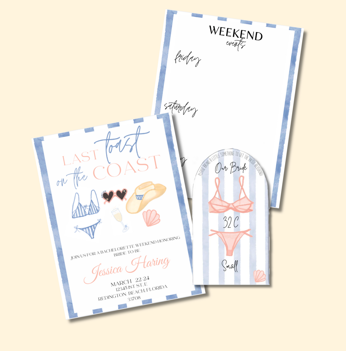 Last Toast on the Coast Bachelorette Invitations