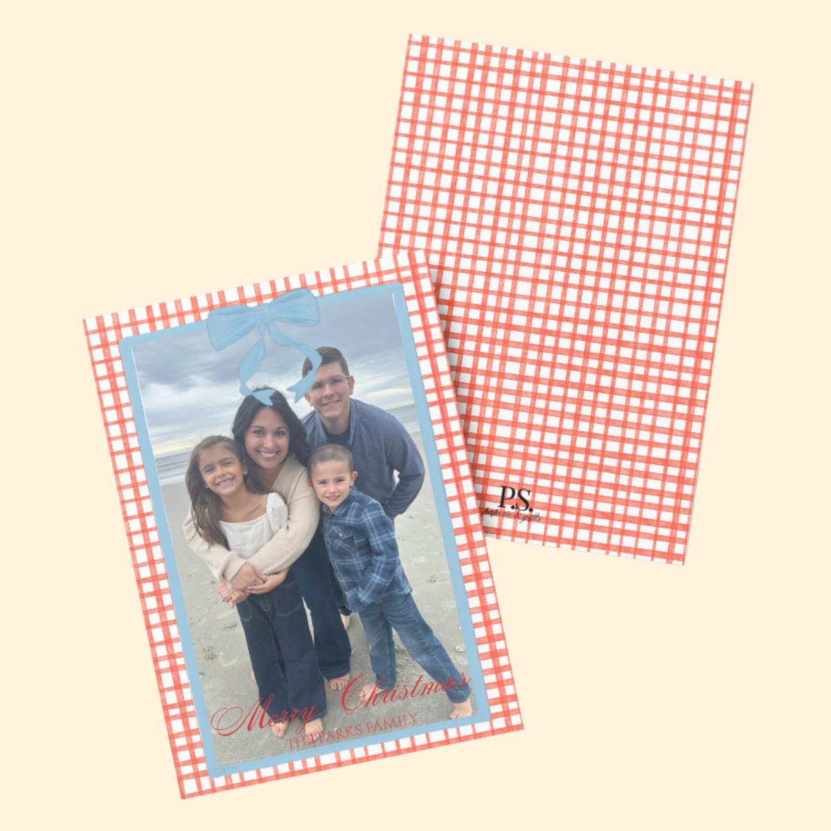 Gingham Bow Christmas Card