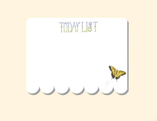 Scalloped Today List Butterfly Notepad