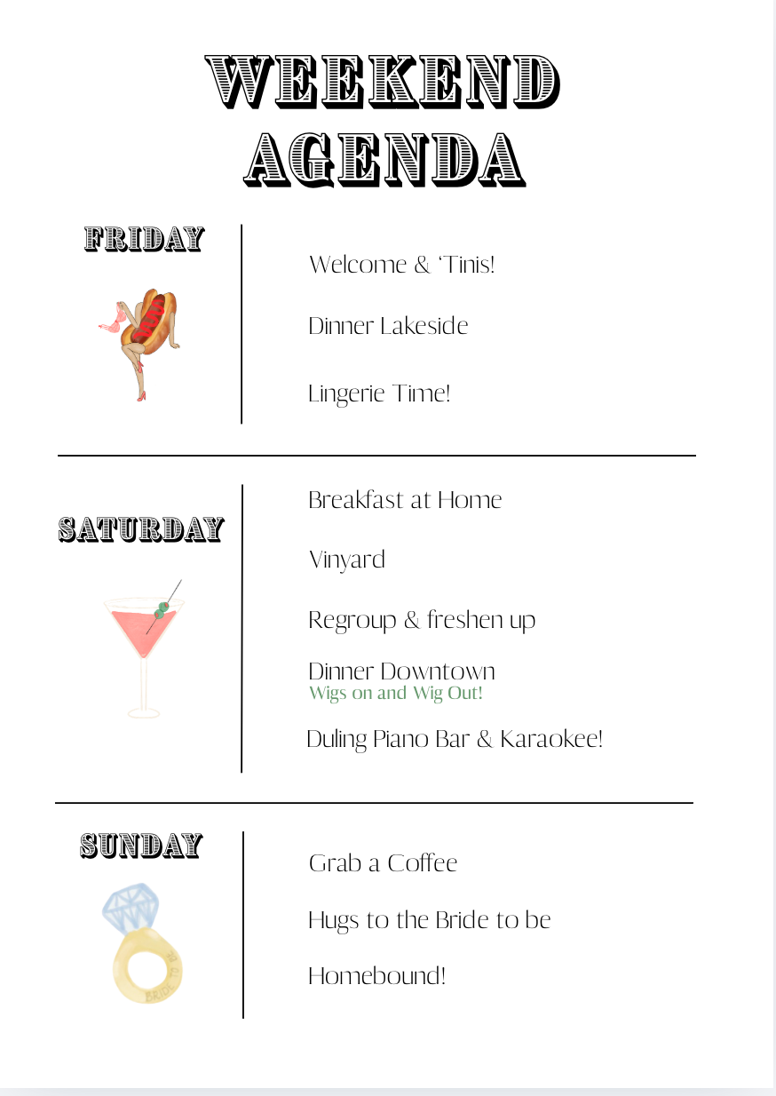 Tini's & Weenies Bachelorette Invitations