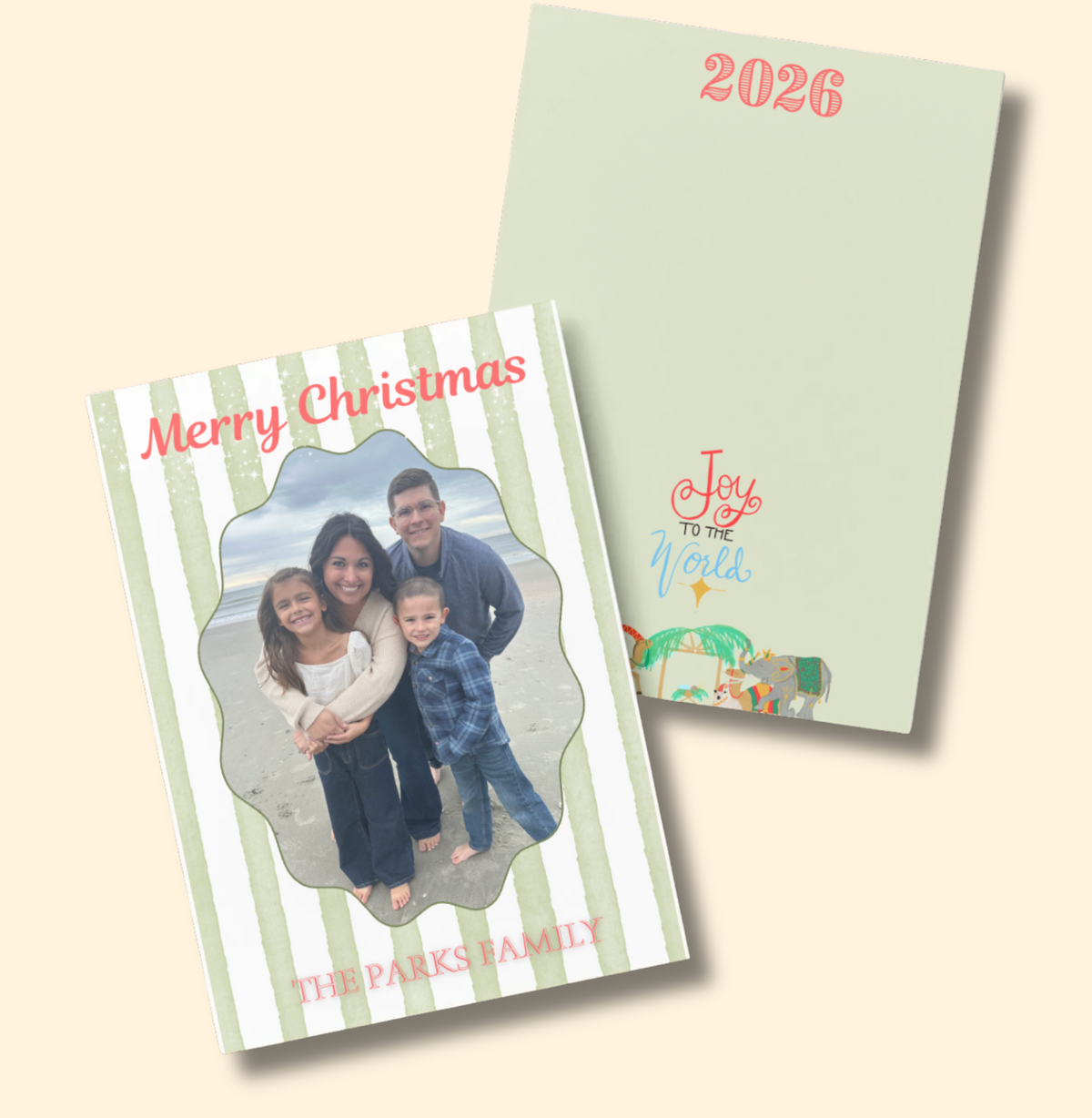 Perfectly Green Stripe Christmas Cards