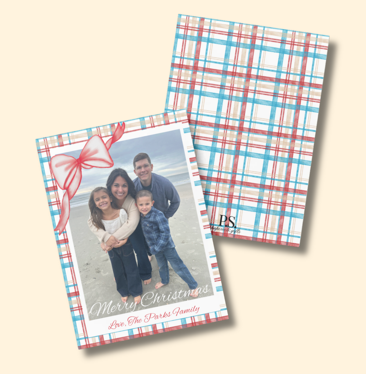 A BOW-tiful Plaid Christmas Card