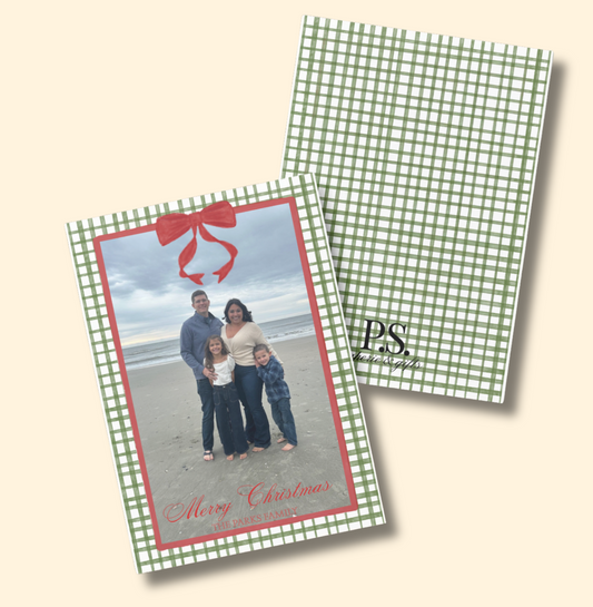 Gingham Bow Christmas Card