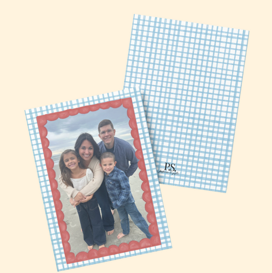 Gingham Scallop Christmas Card