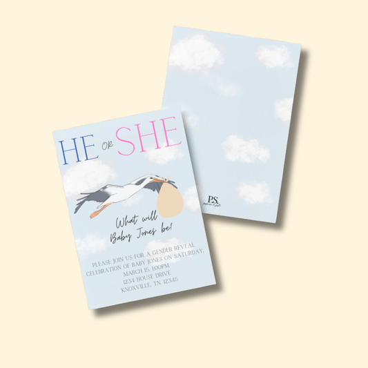 Stork Gender Reveal Invitation