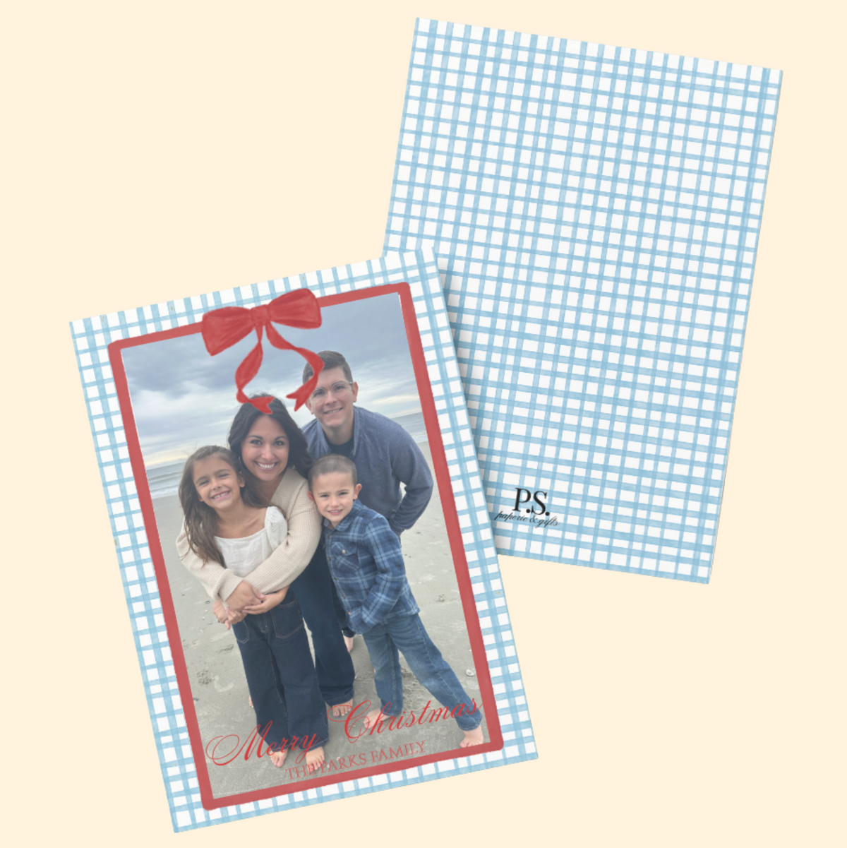 Gingham Bow Christmas Card